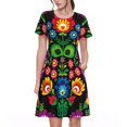 thumbnail image 1 of Balery Traditional Floral Polish Vestidos sueltos de manga corta para mujer, vestidos de verano 2025, vestidos casuales de corte A con vuelo., 1 of 6