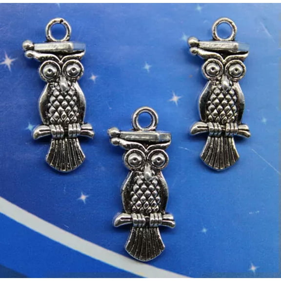 U8MO 10/20/60pc Owl Antique Silver charms pendants For Jewelry Making DIY 21x9mm-ancient silver-10pcs