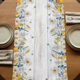 thumbnail image 5 of Table Runners 120 Inches Long Dress Scarves, Daisy Spring Floral Farmhouse Coffee/Dining/Kitchen Table Runner for Living Room, Farmhouse Botanical Green Leaves Wooden 13x120 Inch, 5 of 9