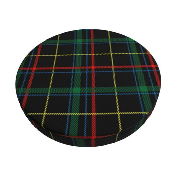 Naloa Buffalo Plaid Dark Green Round Bar Stool Cushion Cover 12-14 inch, Fits Kitchen, Office, Restaurant Chairs - 12 inch