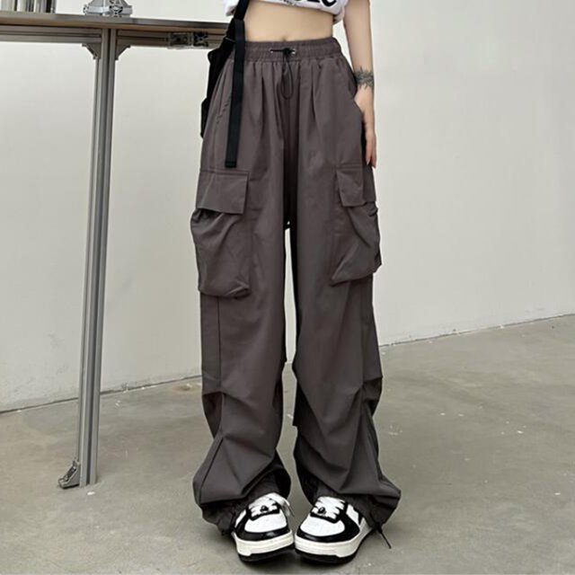 Pantalón Cargo Pantalones Cargo Mujer American Y2k Vintage Cargo Pants Streetwear (Gris XL) Kuymtek para Mujer Gris T L