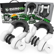 Rhino USA D Ring Shackles (2pc) - 41,850lb Break Strength - 3/4" Clevis Shackle w/ 7/8 Pin (White)