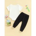 thumbnail image 3 of Suealasg Baby Boy Birthday Clothes 6 12 18 Months Short Sleeve Letter Print Romper +Solid Color Long Pants Newborn Boy Summer 2Pcs Outfits, 3 of 7