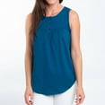 thumbnail image 2 of Elsie & Zoey Tobi Small Tidel Teal Sleeveless Scoop Neck Henley Tank Top for Women, 2 of 8