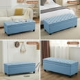 thumbnail image 3 of 51" Fabric Storage Ottoman Bench, Tufted Upholstered Rectangle Storage Bench with Hinge for Bedroom End of Bed Living Room Hallway (Blue), 3 of 10