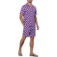 thumbnail image 4 of Lars Amadeus Polka Dots Hawaiian Set for Men's Short Sleeves Summer Shirts 2 Pieces Suit, 4 of 5