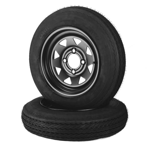 2-Pack Trailer Tire On Rim 4.80-12 480-12 4.80x12 Trailer Tires and 4 Lug on 4 in PCD 12 in Wheels Black