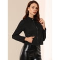 thumbnail image 4 of Chaqueta de gamuza Sintética Allegra K Cuello Alto Cremallera Manga Larga Abrigo de Motociclista Negro M, 4 of 6