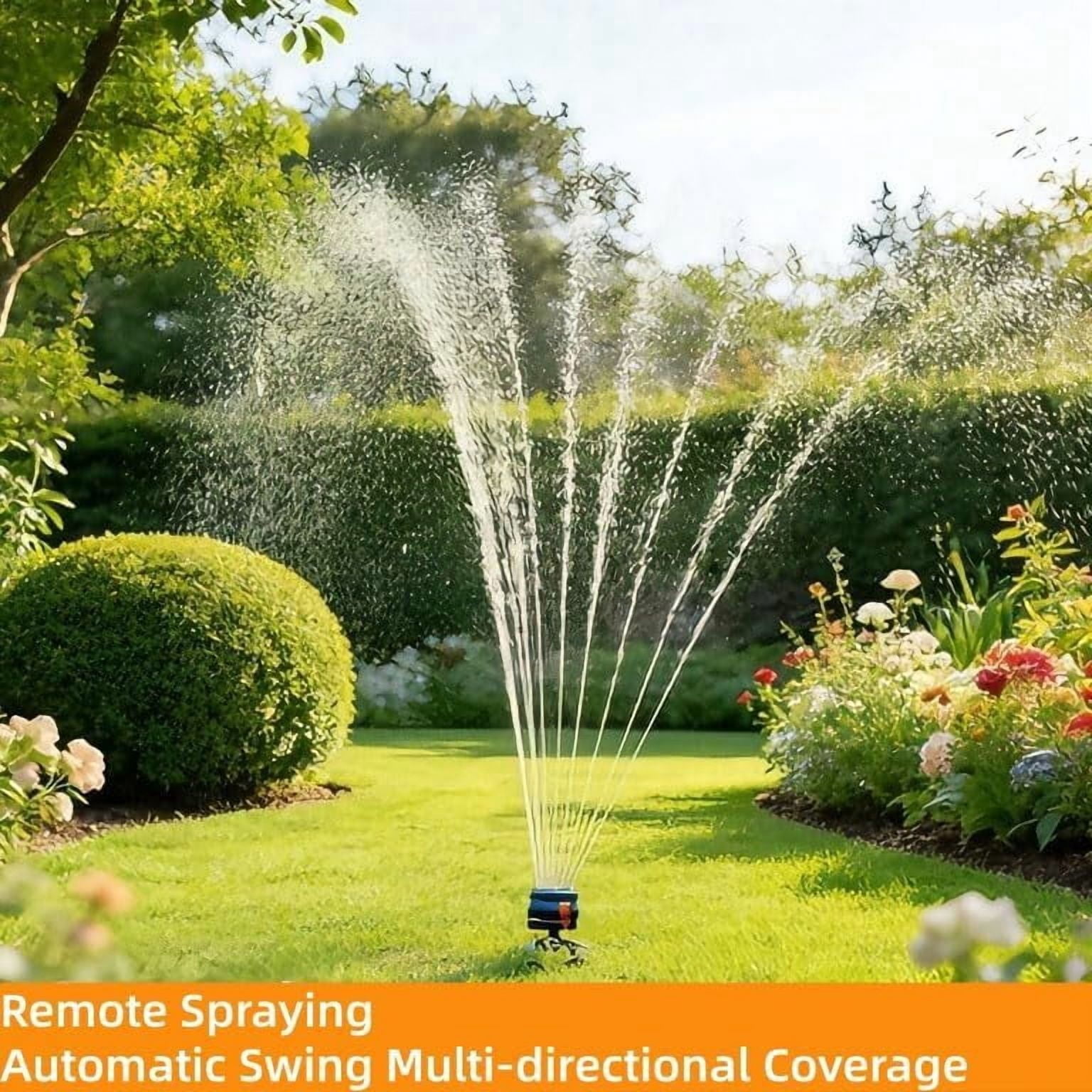 Upgraded Oscillating Sprinkler with 16 Nozzles, Adjustable Wide Area Coverage Lawn Sprinkler, Heavy-Duty Base & Built-in Filter, Series Connection