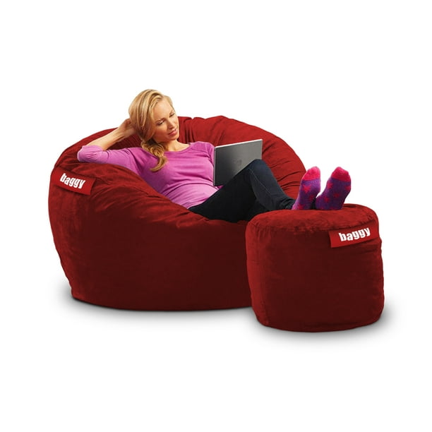 Puff Cama Individual 2 en 1 con Taburete Baggy Rojo 100 x 180 cm Baggy ...