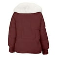 thumbnail image 3 of Veste d'Hiver pour Femmes, Comdrip Veste en Coton Duvetée à Grand Col pour Dames, Sens du Design, Veste Courte en Coton pour Femmes, Style Coréen, Manteau Anti-Chaleur, Manteau d'Hiver pour Femmes Rouge 2TG, 3 of 5