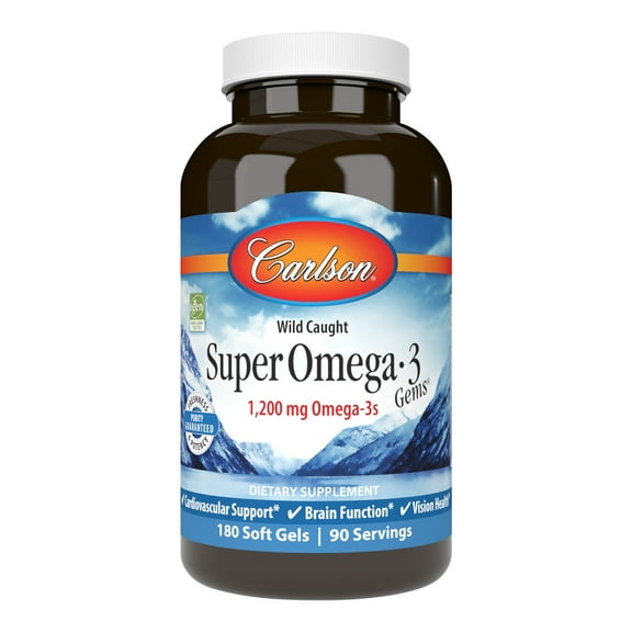 Carlson Wild Caught Super Omega-3 Gems, 180 Soft Gels