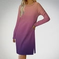 thumbnail image 2 of Annhoo Mini Dresses for Women Fall Casual Long Sleeve Round Neck Silt Dress Fashion Gradient Colour Dress, 2 of 7