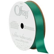 Offray Ribbon, Forest Green 5/8 inch Single Face Satin Polyester Ribbon, 18 feet