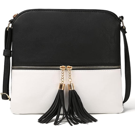 MMYGU Faux Leather Shoulder Bag for Women Large Capacity Crossbody Bag Tassel Zipper Handbag Fashion Satchel Purse