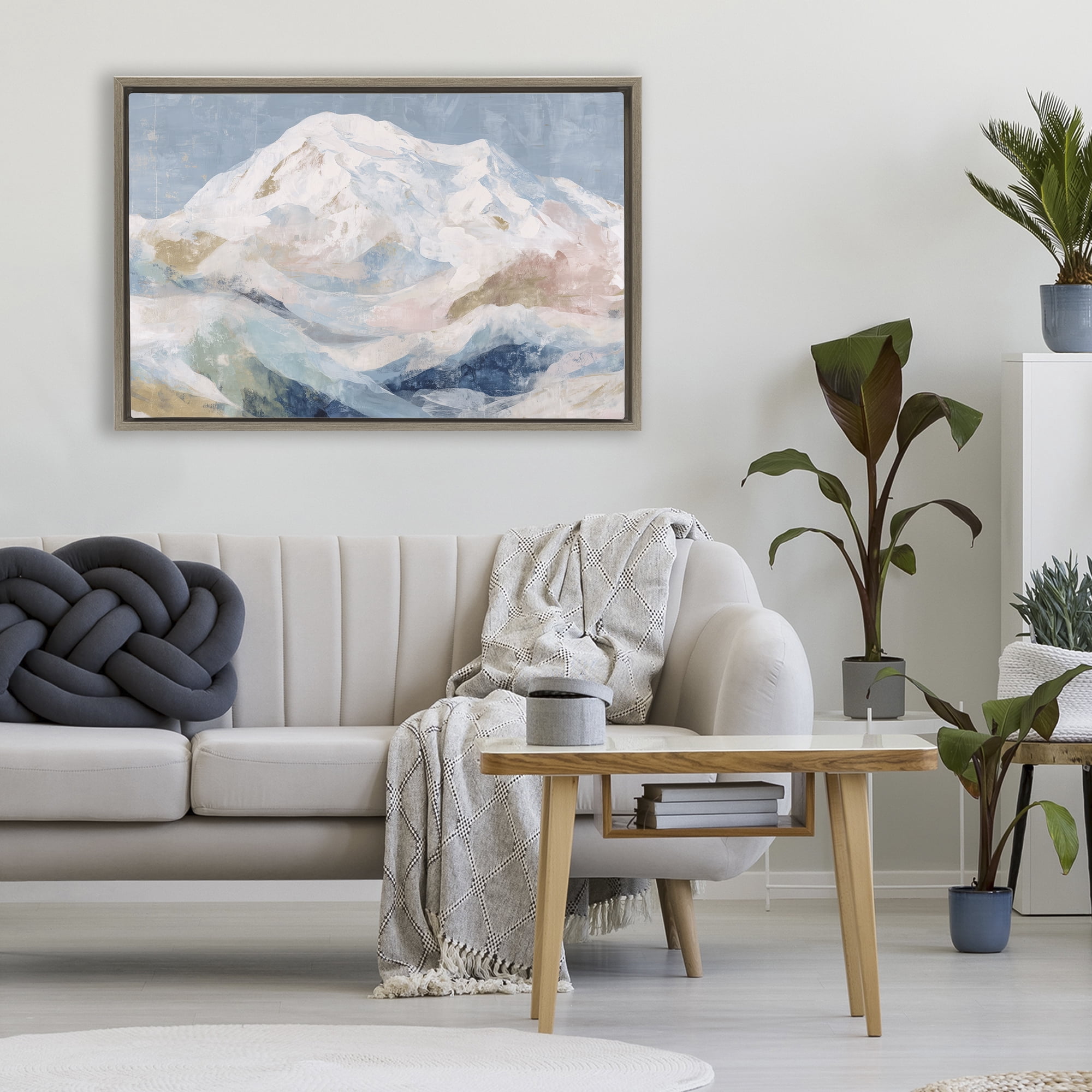 Stupell Industries Icy Mountain Range at Dusk Brown Framed Floater Canvas Wall Art, design by Chromatic Storm Studio
