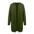 thumbnail image 3 of FAVIPT Womens 2025 Long Hooded Cardigans Chunky Cable Knit Thick Sweater Coat Knitted Open Front Cardigan Jacket Outerwear Green,M, 3 of 3