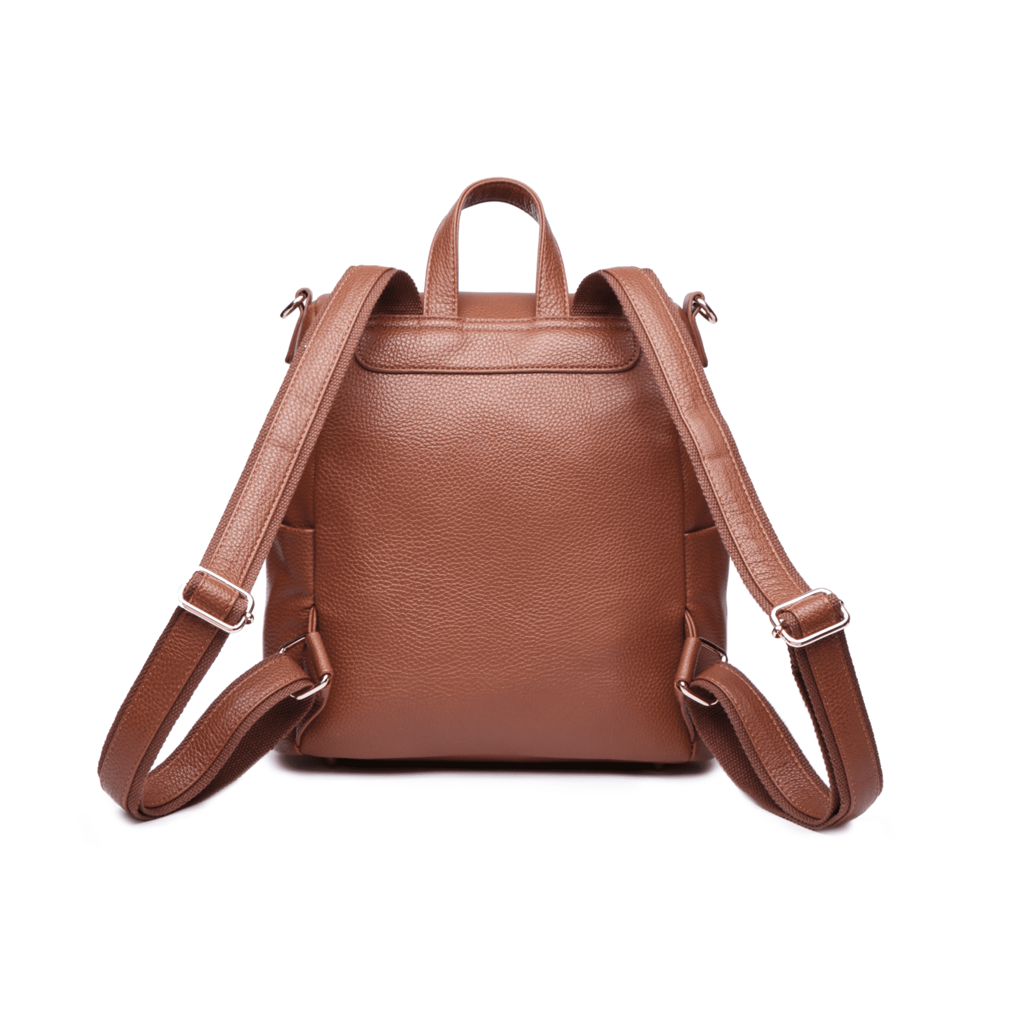 Luli Bebe Petit Monaco Diaper Bag Backpack Storage Bag Stylish Vegan Leather | Caramel Brown