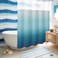 thumbnail image 5 of No Hook Shower Curtain, Navy Blue Ombre Shower Curtains for Bathroom with See Through Top Window, Teal White Gradient Modern Abstract Art Waterproof & Washable Bath Curtain Extra Long 72"x84", 5 of 9