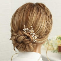 Leaf Bride Wedding Hair Pin Gold Pearl Bridal Hair Piece Rhinestone Hair Accessories for Women and Girls