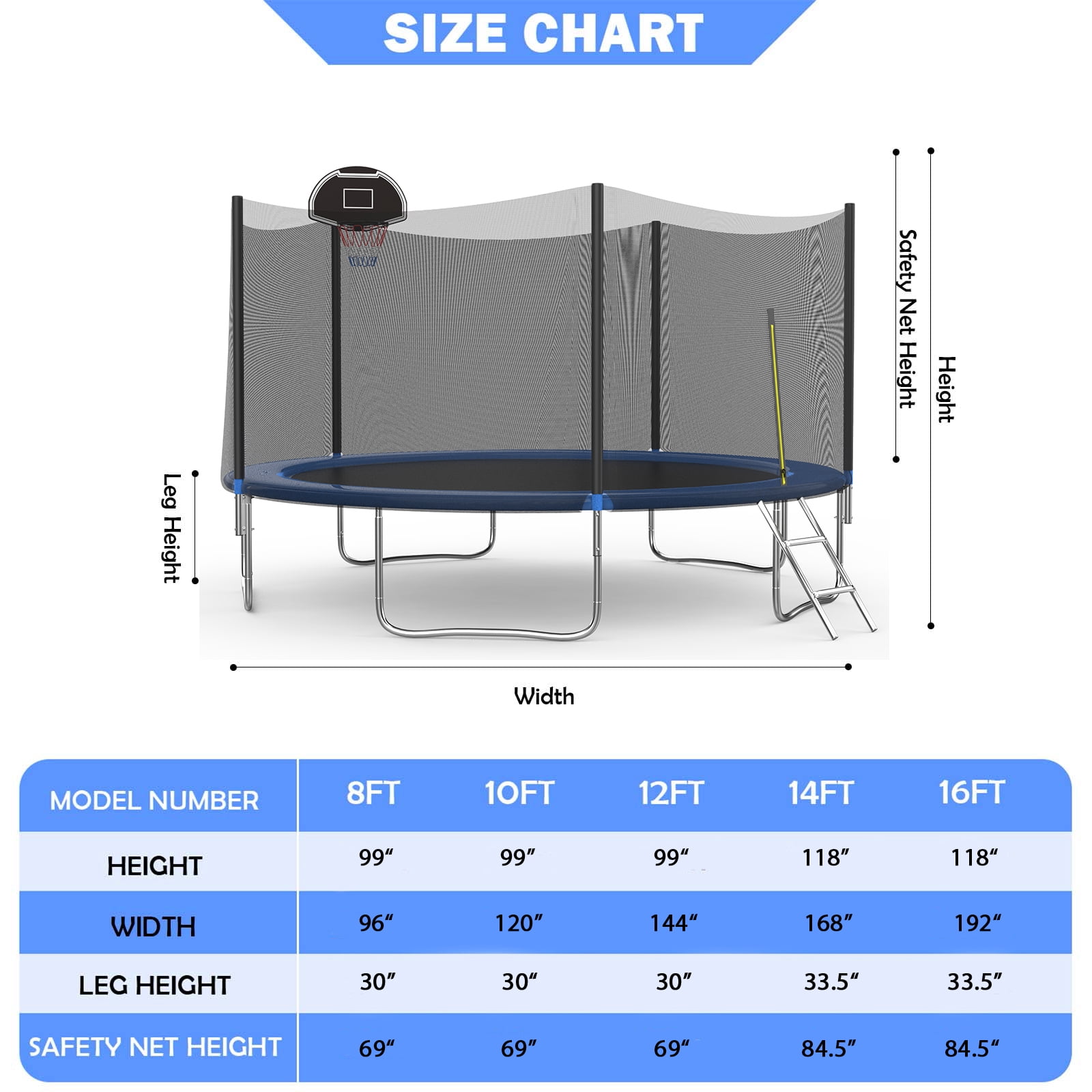 14FT Outdoor Trampoline with Basketball Hoop and Ladder for Kids and Adults，Heavy Duty Recreational Trampoline with Safety Enclosure,Anti-Rust Frame,Backyard Trampoline for Gift,Black