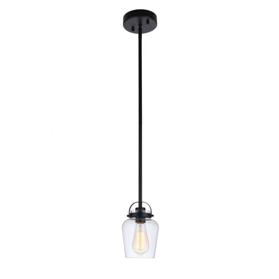 53591-FB Craftmade Lighting Trystan - One Light Mini Pendant in Transitional Style - 5.5 inches wide by 8.65 inches high-Flat Black Finish