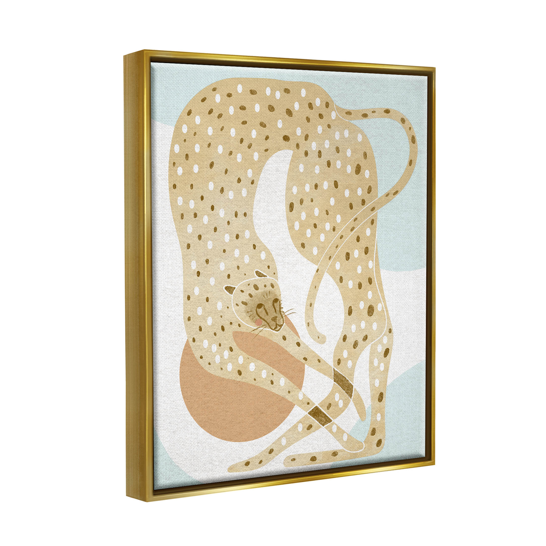 Contemporary Cheetah Shapes Animals & Insects Graphic Art Metallic Gold Framed Art Print Wall Art