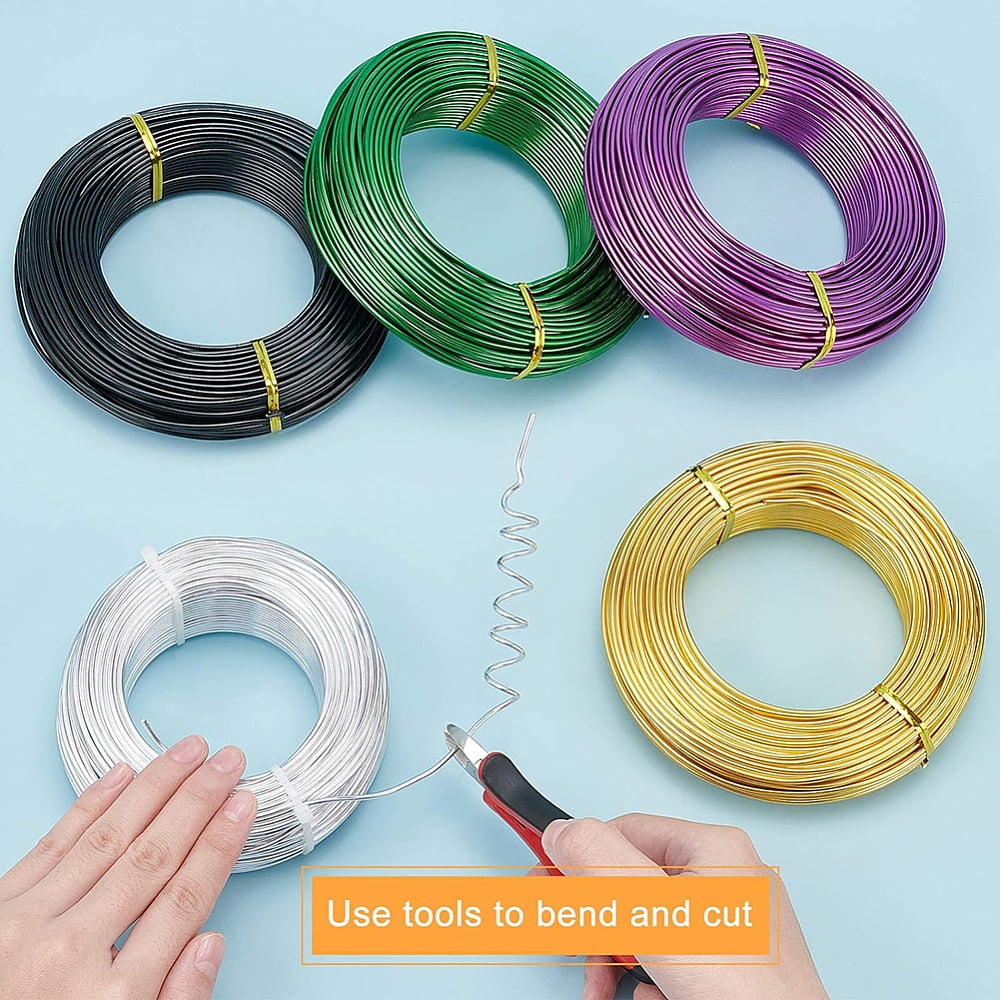 500gs 12 Gauge(2mm) golden Aluminum Wire 180 Feet(55m) Bendable Metal Sculpting Wire for Bonsai Trees Floral Arts Crafts Making