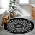 thumbnail image 4 of Black Boho Round Area Rug 3 FT, Small Kitchen Bathroom Mats, Retro Farmhouse Neutral Abstract Geometric Washable Indoor Outdoor Throw Runner Carpet Non-Shedding Doormat for Table Shower Sofa Entryway, 4 of 8