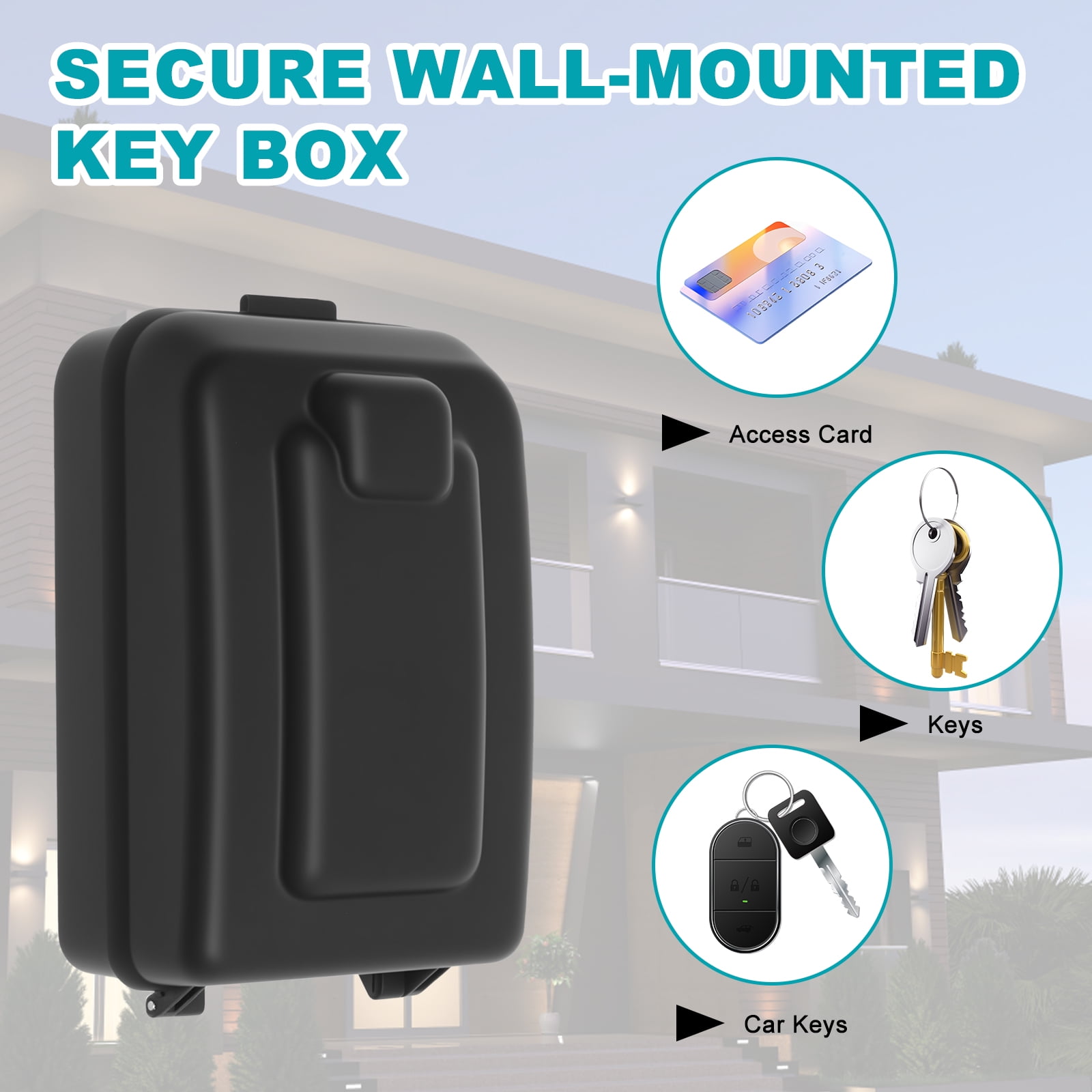 Key Lock Box Wall Mounted Key Storage Box Outdoor Security Lockbox for Key 12 Digit Combination Code Large Capacity & Waterproof Key Lock Box for Home, Office, Garage