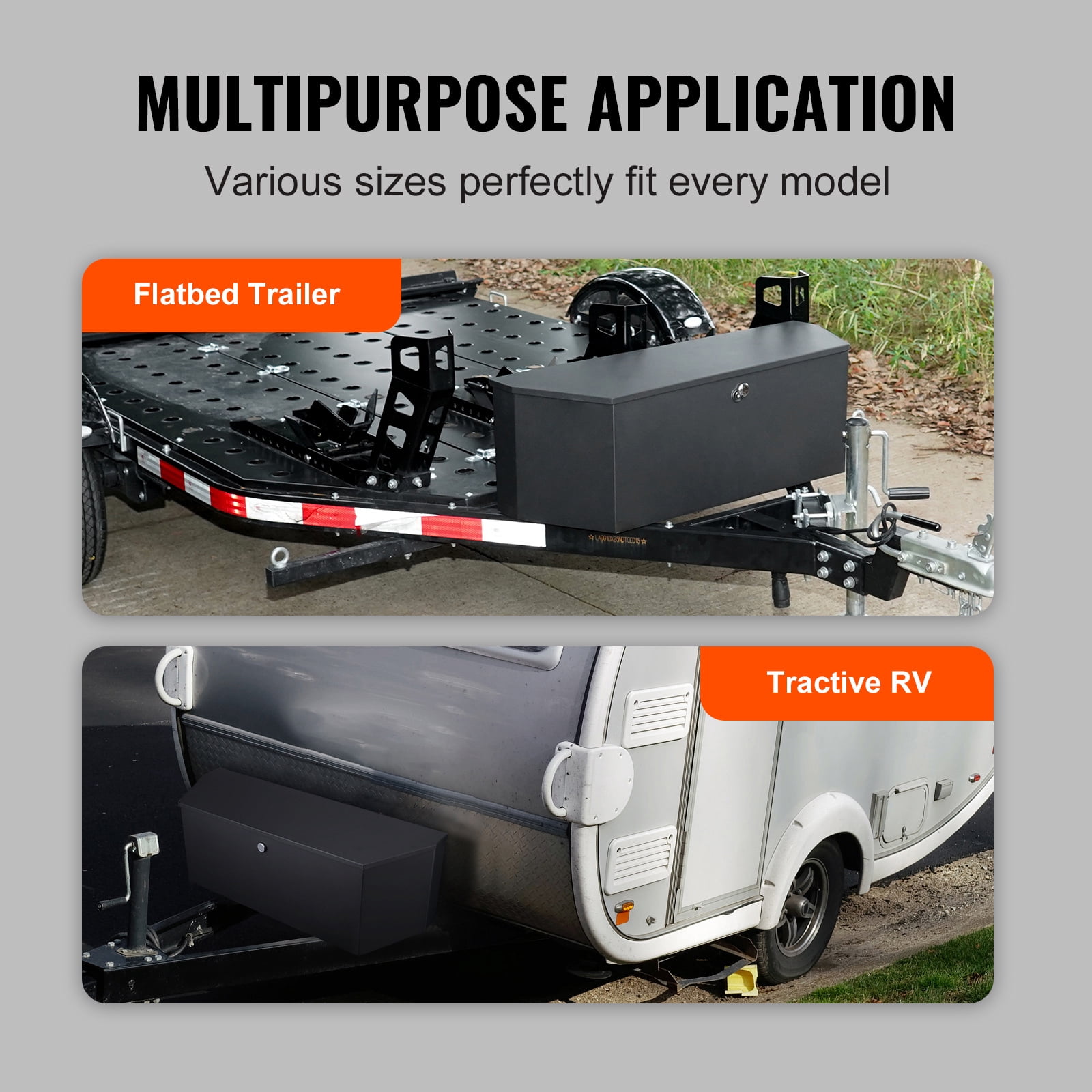 KFFKFF Storage Box for Trailer Tongue, Constructed from Carbon Steel, Robust Trailer Storage Box with Lock and Keys, Functional Utility Box for Pickup Truck Bed and RV Trailer, Dimensions: 36"x12"x12