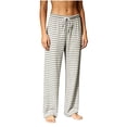 thumbnail image 5 of Women Pajama Pants Striped Lyocell Straight Leg Cool Touch Elastic Waist Soft Casual Sleep Bottom, 5 of 5