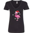 thumbnail image 3 of Inktastic Christmas Holiday Cute Flamingo Women's V-Neck T-Shirt, 3 of 5