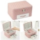 thumbnail image 5 of Estuche organizador de joyas de piel sintética portátil con cerradura y soporte de exhibición con llave para Rosa, 5 of 8
