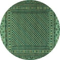 thumbnail image 1 of Ahgly Company Indoor Round Southwestern Turquoise Blue Country Area Rugs, 6' Round, 1 of 4