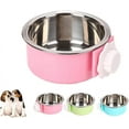 TRAHOOCrate Dog Cat Bowls, Removable Stainless Steel Hanging Pet Cage