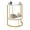 Gold & White, variant on Costway Half Moon Console Table with Power Outlets, 2-Tier Entryway Table with Storage Shelf Rustic Brown & Black