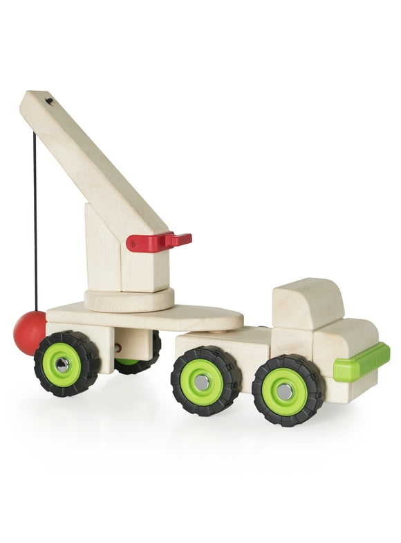 Guidecraft Kids' Block Vehicles - Big Wrecking Ball Truck, Children's Learning Toys