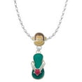 thumbnail image 1 of Delight Jewelry Silvertone Tropical Blue Flip Flop with Pink Star Mia Monkey Charm Necklace, 1 of 4