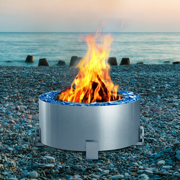 Danrelax 28 5 Fire Pit Outdoor Smokeless 304 Stainless Steel Anti Rust Bonfire Firepit Portable Wood Burning Fire Pit For Smores Camping Backyard Patio Walmart Com