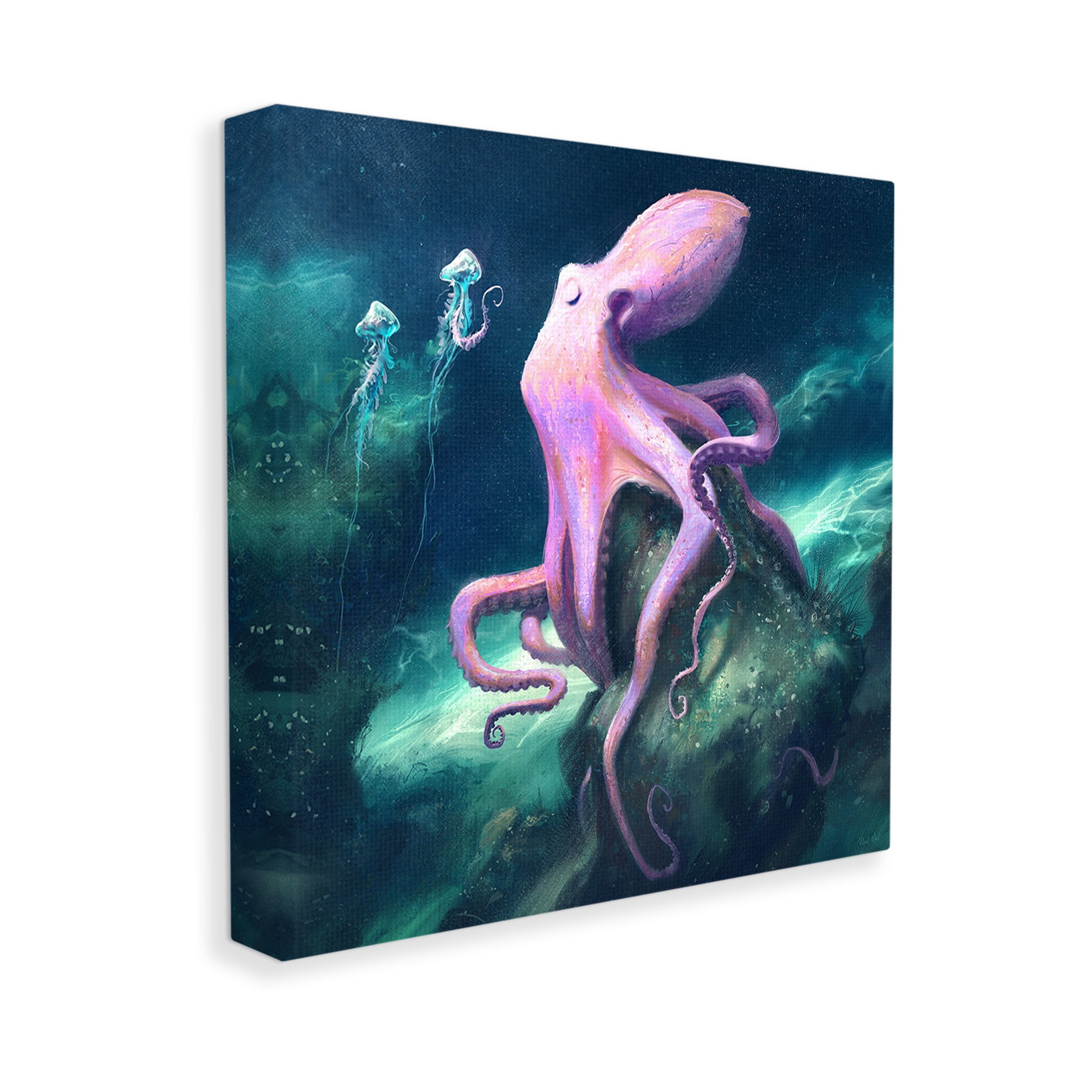 Stupell Industries Octopus & Jellyfish Friends Animals & Insects Painting Gallery Wrapped Canvas Art Print Wall Art, 36 x 36