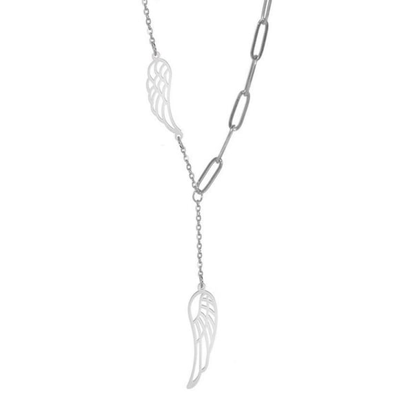 Valkyrie Y-Necklace Womens Stainless Steel Firebird Phoenix Wings Lariat Pendant Fantasy Forge Jewelry