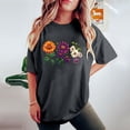 thumbnail image 4 of LEBONYARD Summer Tops for Women Clearance under $10,Tshirts for Women Plus Size fashion deals,Women's Fashion Summer Round Neck Drop Sleeves Leisure Short Sleeve Flower Printing Tops Dark Gray XL, 4 of 7
