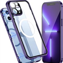 Elehold Clear Case for iPhone 14 Pro Max Transparent Crystal Clear Plating Edge Hard PC Back Magnetic Absorption MagSafe Camera Lens Protector Shockproof Slim Case For iPhone 14 Pro Max,Purple