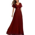 thumbnail image 2 of ROMANCE VICTORY Women's Short Sleeve V Neck Floor-length Empire Waist Bridesmaid Prom Dress, 2 of 10