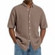 thumbnail image 1 of Blusa y camisa de manga corta con cuello vuelto para hombre, color liso, informal, a la moda, de manga corta, con cuello vuelto y botones, blusa de poliéster para hombre., 1 of 6