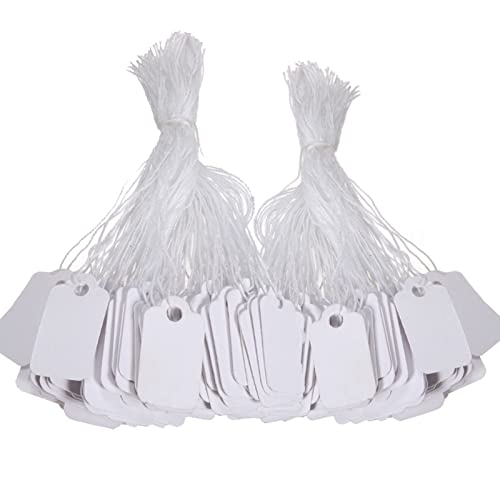 1000 Pieces White Tags with String Marking Strung Tags, Writable Marking Tags Display Label for