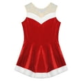 thumbnail image 5 of DPOIS Kids Girl Christmas Velvet Dress Santa Claus Costume Figure Ice Skating Dress Red 10, 5 of 7