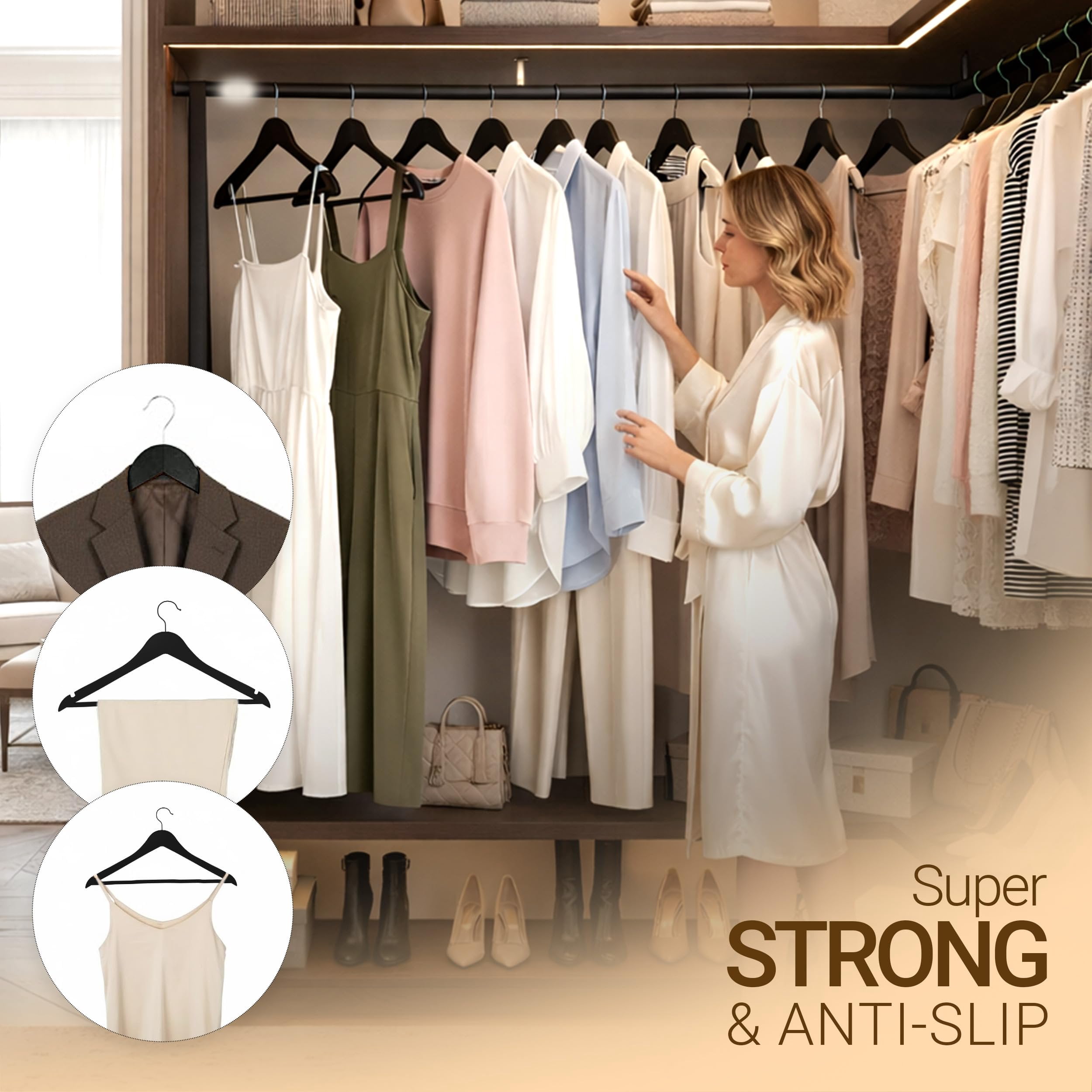 Utopia Home Premium Wooden Hangers 30 Pack - Durable & Slim Coat Hanger - Suit Hangers with 360-Degree Rotatable Hook - Wood Hangers with Shoulder Grooves Black