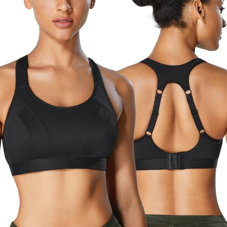 

Nebility Women High Impact Sports Bra Racerback Workout Running Bras Wireless Adjustable Straps Hook Quick Dry Max Full Support Bonce Control Seamless Yoga Tops